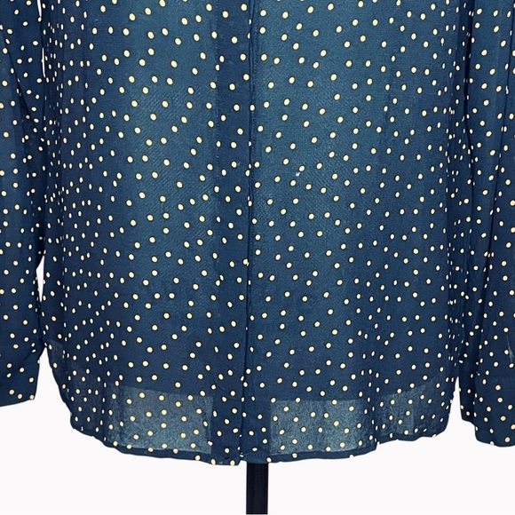 REFORMATION Women's Sheer Polka Dot Button up Blouse in Black and Gold size XL - Picture 7 of 10